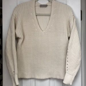 Everlane Texture Cotton V-neck Sweater, size small
